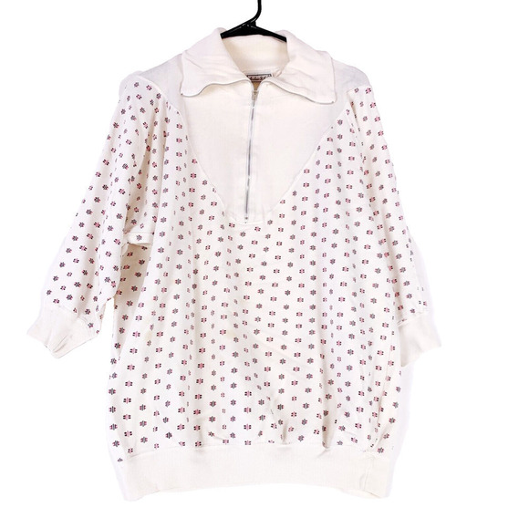 Vintage 90s Andrew St John Quarter Zip Collared 3/4 Sleeve Shirt Size Medium - Picture 1 of 13